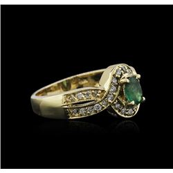 14KT Yellow Gold 0.82ct Emerald and Diamond Ring