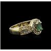 Image 1 : 14KT Yellow Gold 0.82ct Emerald and Diamond Ring