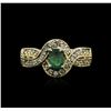 Image 2 : 14KT Yellow Gold 0.82ct Emerald and Diamond Ring