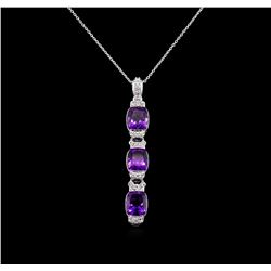 Crayola 7.80ctw Amethyst and White Sapphire Pendant With Chain - .925 Silver