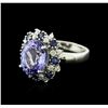 Image 1 : 14KT White Gold 5.88ct Tanzanite, Sapphire and Diamond Ring