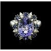 Image 2 : 14KT White Gold 5.88ct Tanzanite, Sapphire and Diamond Ring