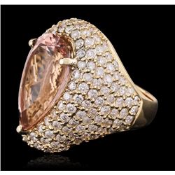 14KT Yellow Gold 10.83ct Morganite and Diamond Ring