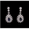 Image 1 : 14KT White Gold 1.16ctw Sapphire and Diamond Earrings