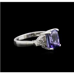 3.54ct Tanzanite and Diamond Ring - 14KT White Gold