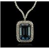 Image 1 : 14KT White Gold 47.59ct Blue Topaz and Diamond Necklace