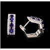 Image 2 : 1.59ctw Sapphire and Diamond Earrings - 18KT White Gold