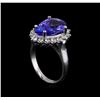 Image 4 : 4.98ct Tanzanite and Diamond Ring - 14KT White Gold