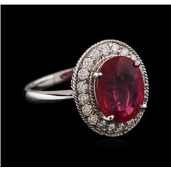 14KT White Gold 3.89ct Ruby and Diamond Ring