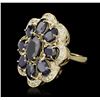 Image 1 : 14KT Yellow Gold 10.02ctw Sapphire and Diamond Ring