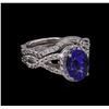 14KT White Gold 1.95ct Tanzanite and Diamond Wedding Ring Set