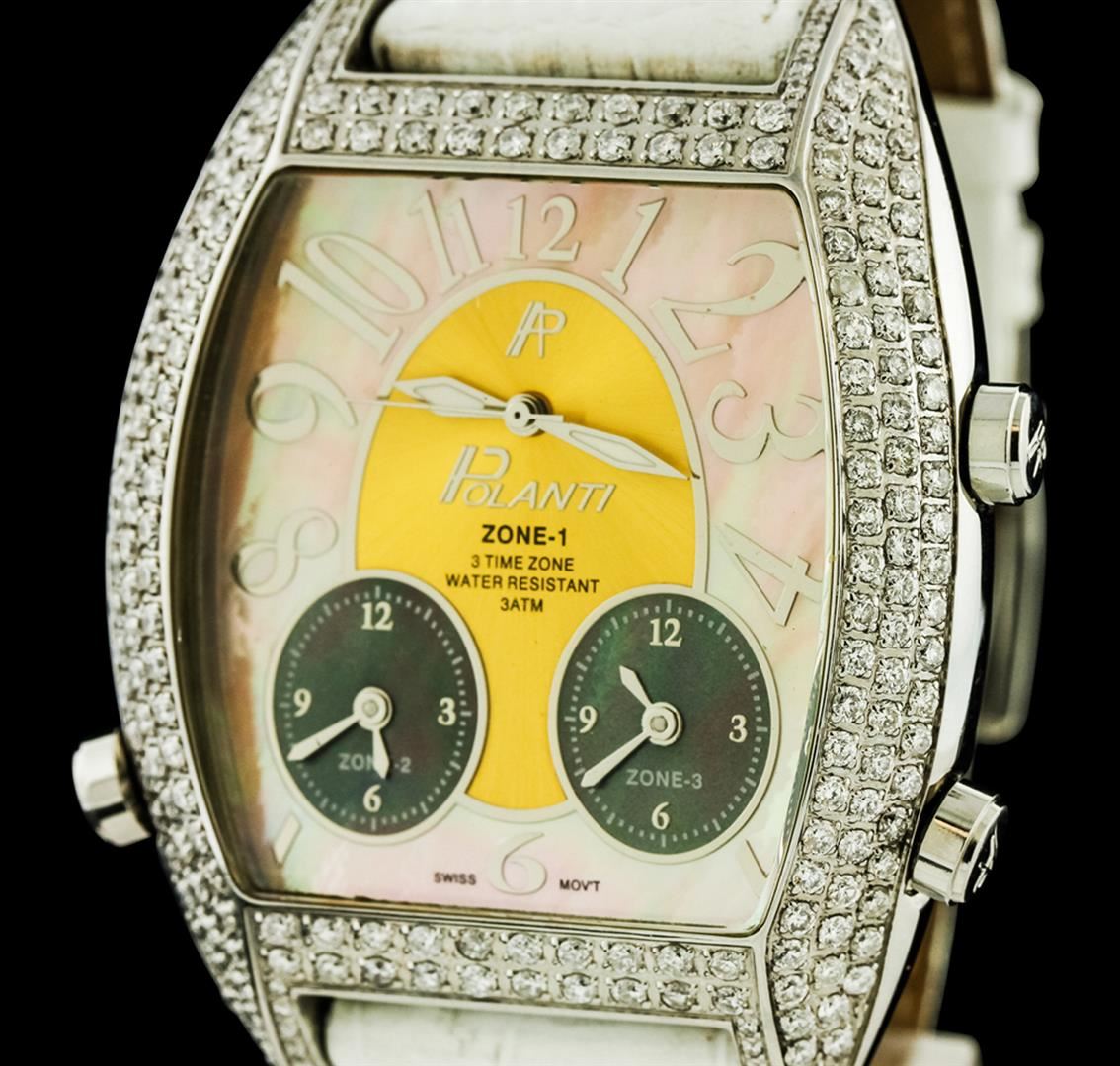 Polanti Stainless Steel Diamond 3 Time Zone Watch polanti-stainless-steel-diamond-3-time-zone-watch