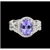 Image 2 : 14KT White Gold 2.37ct Tanzanite and Diamond Ring and Guard