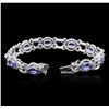 Image 3 : 14KT White Gold 9.85ctw Tanzanite and Diamond Bracelet