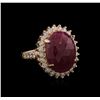 Image 1 : 12.07ct Ruby and Diamond Ring - 14KT Rose Gold