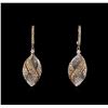 Image 1 : 2.46ctw Fancy Brown Diamond Earrings - 14KT Two-Tone Gold