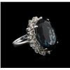 Image 1 : 14KT White Gold 22.43ct Topaz and Diamond Ring