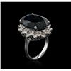 Image 3 : 14KT White Gold 22.43ct Topaz and Diamond Ring