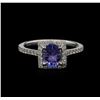 Image 2 : 0.78ct Tanzanite and Diamond Ring - 14KT White Gold