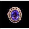 Image 2 : 9.12ct Tanzanite and Diamond Ring - 14KT Rose Gold