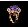 Image 4 : 9.12ct Tanzanite and Diamond Ring - 14KT Rose Gold