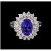 Image 2 : 2.43ct Tanzanite and Diamond Ring - 14KT White Gold