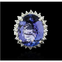 14KT White Gold 12.19ct Tanzanite and Diamond Ring