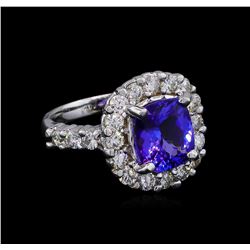 2.85ct Tanzanite and Diamond Ring - 14KT White Gold