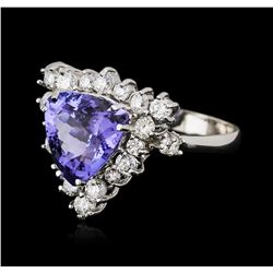 14KT White Gold 3.67ct Tanzanite and Diamond Ring