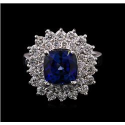 2.80ct Tanzanite and Diamond Ring - 14KT White Gold