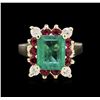 Image 2 : 2.75ct Emerald, Ruby, and Diamond Ring - 14KT White Gold