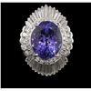 Image 2 : 8.96ct Tanzanite and Diamond Ring - Platinum