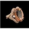 Image 1 : 16.04ct Morganite and Diamond Ring - 14KT Rose Gold