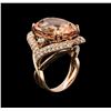 Image 3 : 16.04ct Morganite and Diamond Ring - 14KT Rose Gold