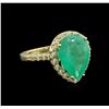 Image 1 : 5.00ct Emerald and Diamond Ring - 14KT Yellow Gold