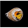 Image 1 : 9.40ct Citrine, Sapphire and Diamond Ring - 18KT White Gold
