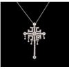 Image 1 : 1.00ctw Diamond Cross Pendant With Chain - 14KT White Gold