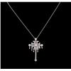 Image 2 : 1.00ctw Diamond Cross Pendant With Chain - 14KT White Gold