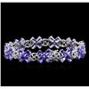 Image 2 : 20.51ctw Tanzanite and Diamond Bracelet - 14KT White Gold