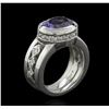 Image 3 : 3.78ct Tanzanite and Diamond Ring - 18KT White Gold