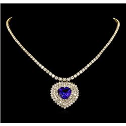 14KT Yellow Gold 13.62ct Tanzanite and Diamond Necklace