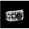 Image 1 : 14KT White Gold 3.26ctw Sapphire and Diamond Ring