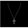 Image 1 : 0.12ctw Black Diamond Cross Pendant With Chain - 14KT White Gold