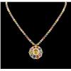 Image 2 : 35.30ctw Multi Color Sapphire and Diamond Necklace - 14KT Yellow Gold