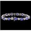Image 2 : 16.65ctw Tanzanite and Diamond Bracelet - 14KT White Gold