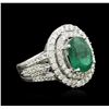 Image 1 : 14KT White Gold 3.58ct Emerald and Diamond Ring