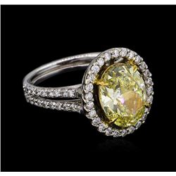 14KT White Gold 4.74ctw Fancy Yellow Diamond Ring