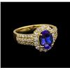 Image 1 : 1.94ct Tanzanite and Diamond Ring - 14KT Yellow Gold