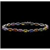 Image 1 : 12.20ctw Multi-Color Sapphire and Diamond Bracelet - 14KT White Gold