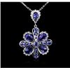 Image 1 : 14KT White Gold 18.01ctw Tanzanite and Diamond Pendant With Chain